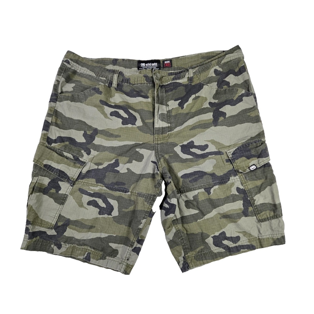 Ecko Unltd Camo Cargo Shorts Mens Size 40 Green Army Camoflauge Cargo Retro Y2K